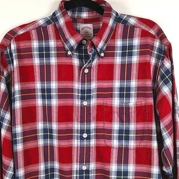 Brooks Brothers Men's Cotton Plaid Long Sleeve Button Down Shirt Preppy Size M - Picture 5 of 11